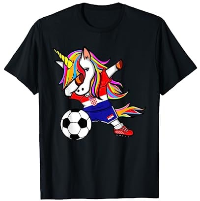 Dabbing Einhorn Unicorn Kroatien Fußball - Kroatische Flagge T-Shirt