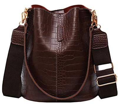 BUKESIYI Damen Tasche Umhängetasche Handtasche Frauen Klein Schultertasche Weekender Lack PU Leder DE77245 Kaffee