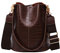 BUKESIYI Damen Tasche Umhängetasche Handtasche Frauen Klein Schultertasche Weekender Lack PU Leder DE77245 Kaffee