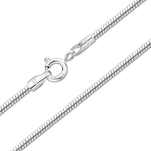 925 Sterling Silver Chain Necklace for Women and Men - Snake Chain With Spring Ring Clasp - 2 mm Width, 24 Length