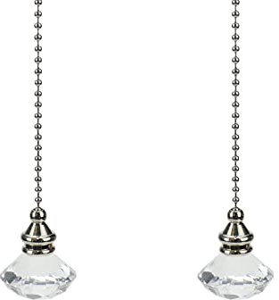 Savagrow 2 piezas de cristal transparente para ventilador de techo, cadena de ventilador de techo de 50 cm con conector