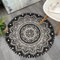 Uphome Runder Boho-Teppich mit Bommeln, Fransen, Vintage, Mandala, Samt, Akzent, Überwurf, weich, rutschfest, rund, für Schlafzimmer, Badezimmer, Wohnzimmer, Schwarz und Creme