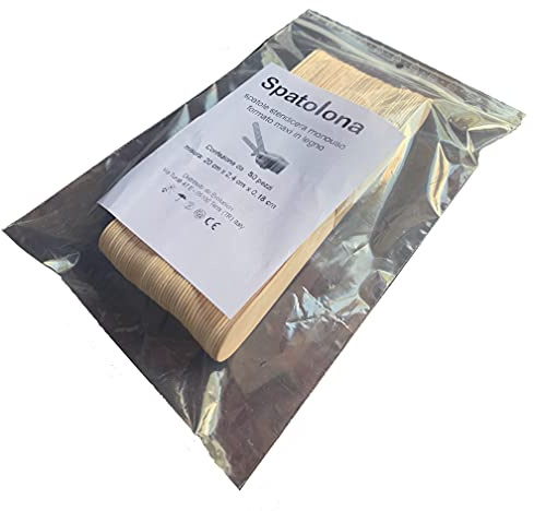 SPATOLONA Palette in legno grandi per ceretta brasiliana 20 x 2,4 cm. 50 spatole per depilazione e fai da te (50)