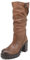 QUEEN HELENA Stivali di Pelle con Tacco Plateau con Fibbia Plateau invernali Casual Comodi Donna QH21 (Marrone, 37)