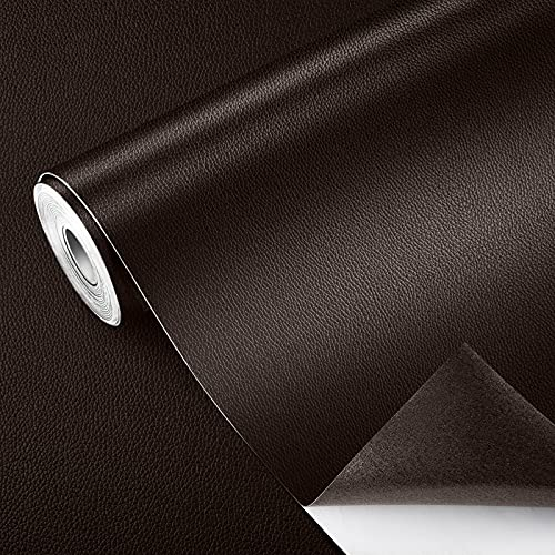 GELAISI Kunstleder Selbstklebend 40*150cm-Dunkelbraun Leder Patch Kit Selbstklebende Lederflicken,Lederoptik Folie Dekofolie Möbelfolie Tapeten Lederreparatur Polster für Schrank Ledertasche Autositz