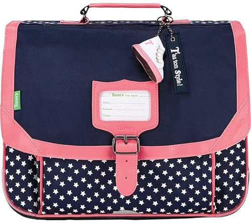 Schulranzen-Set, 38 cm + Federmäppchen, rechteckig, mit Markenzeichen aus Holz, Katze Blumie, Lina