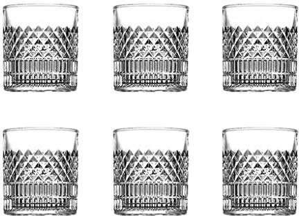 QINGGANGLING999 Bicchieri Acqua Classico 6 Pezzi Set 11,1 Tazza dell'Acqua Tazza da tè oz Vetro della spremuta Vetro Vino, atti a Bourbon/Rum Vetro/Vino Bicchiere di Whisky Bicchieri in Vetro