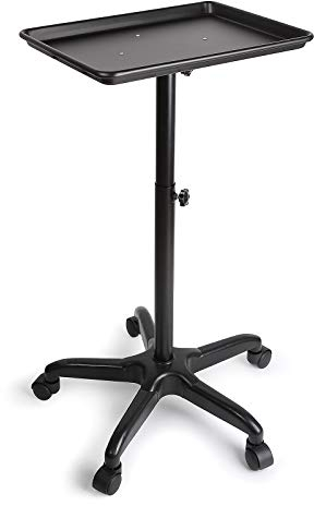 BJTDLLX Friseurwagen Salonwagen Beauty Rollwagen Metall Friseurwerkzeugwagen mit Rad, Höhenverstellbar Friseursalon Trolley Gerätetisch für Friseur Beauty Salon SPA (Schwarz)