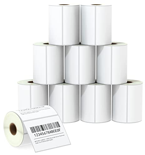 BETCKEY - 4x3 in Thermal Shipping & Multipurpose Labels, 5000 Perforated Labels (10 Rolls) Compatible with Zebra & More Printers