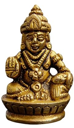 Kuber Statue Idole Gott des Reichtums Skulptur Gottheit Figur Diwali Geschenk Anbetung Dekor Kubera Kuvera Dhanpati Vaisravana Raja Murti Skulptur Geschenk Puja Zimmer Spirituell (Messing Kuber Statue