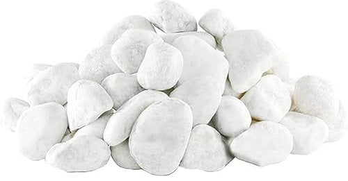 Virsus Ciottoli in marmo bianco carrara, sacca da 25kg, sassi con angoli arrotondati per decorazione ornamento giardino, pietre naturali per Vaso fiori, acquario, Varie Misure (Diametro 25-40 mm)