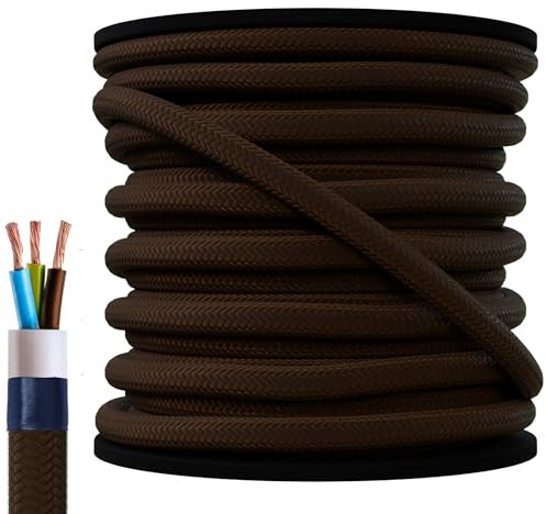 Cavo flessibile per lampada, 10 metri, 3 x 0,75 a 3 fili, cavo di alimentazione rivestito in tessuto, vintage, 10 m
