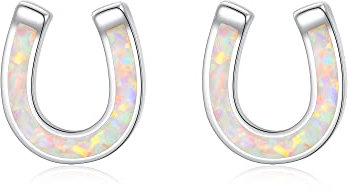 EVER FAITH Weiß Opal Hufeisen Ohrstecker 925 Sterling Silber Ohrringe für Damen Mädchen Teens Täglich Outfit