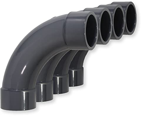 Paradies Pool PVC Fitting Bogen 90° Ø 50mm mit Klebemuffen, PVC-U Muffe Rohrverbinder Rohr Schlauch Klebefitting zum verkleben, Qualität aus Europa, Menge: 4 Stück