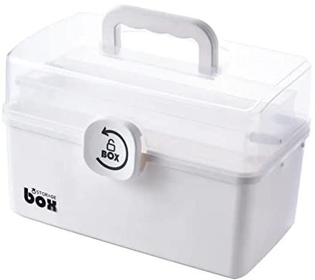 HGIFTHOMEH Multifunktionaler Medizinschrank mit Aufbewahrungsboxen und Organizer: Perfekt für Werkzeuge, Bastelmaterial und Erste-Hilfe-Ausstattung plastic storage box (Weiß 34cm)