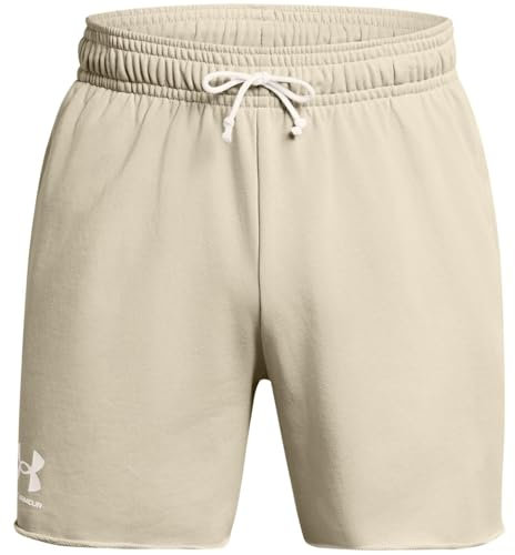 Under Armour Herren UA Rival Terry 6in Shorts, Khaki Base-Onyx White, M