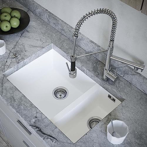 LSC Bexley 1.5 Matt White Composite Synthetic Undermount Kitchen Sink & Waste