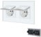 BSEED Steckdose 2 Fach mit Wasserdichter Abdeckung, Schuko Steckdose mit Steckklemme, Unterputz Steckdose mit Kristall Glas Platte, Doppelsteckdose Einbausteckdose 16Amp Wandsteckdose 157mm, Weiß