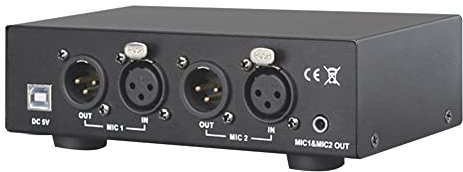 TsoLay USB Dual Mixed Output Phantomspeisung Audio Interface Metall für Kondensatormikrofone Musikaufnahmegeräte