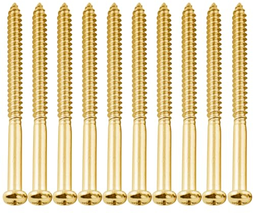 Musiclily Ultra 2,6x35mm Edelstahl Tonabnehmer Befestigungs Schrauben Pickup Screws Set für J-Bazz P-Bass P90 JM Style E-Gitarre Bass Pickup, Gold (10er Set)