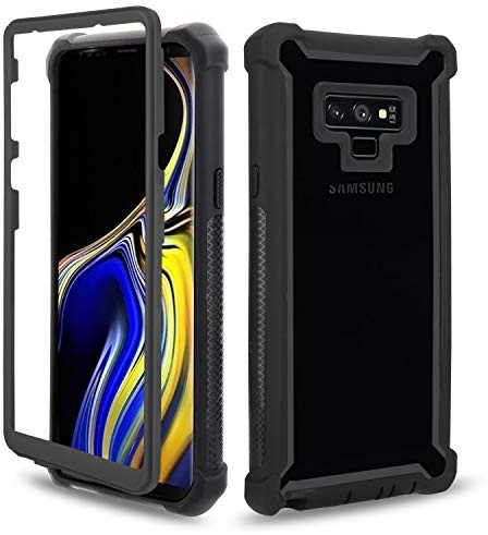 Asuwish Phone Case for Samsung Galaxy Note 9 Cover Rugged Shockproof Hard Drop Proof Full Body Protective Heavy Duty Hybrid Mobile Dual Layer Bumper Slim Cell Accessories Note9 Not S9 Women Men Black