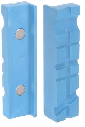 sourcing map Magnetic Vise Jaws 4 Inch Magnet U-Grooves Soft Rubber Bench Jaw Pads Covers Multi-Purpose Protector for Woodworking Jewelry Making Plumbing, Blue