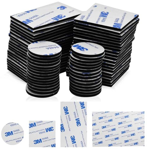 Littlegaofeithing 71 Stück doppelseitiges Klebeband, extra starker Schaumstoff, stark klebend, für Zuhause, Büro, quadratisch & rund (schwarz)