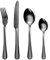 Black Cutlery Set,Knife and Fork Sets,32 Piece Stainless Steel Flatware Set for 8 People,Mixed Cutlery Sets,Knife Fork Spoon Set,Dishwasher Safe,Easy Clean,Mirror Polished