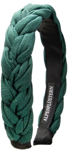 Alpenflüstern Trachten-Flecht-Haarreif Leinen-Optik - Damen Haarschmuck rutschfest, Haarband geflochten fürs Dirndl (in traditionellen Farben) ADV141 ((grün))