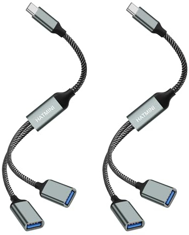 HATMINI Câble répartiteur USB USB 2.0 mâle vers femelle, cordon d'alimentation multi-ports USB, câble d'extension pour le transfert de données et le chargement d'alimentation (USB C)