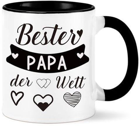 Diztoud Papa Tasse mit Spruch Bester Papa der Welt, Geschenk Vatertag, Vater Geschenk, Geschenke zum Vatertag, Vatertagsgeschenk, Geburtstagsgeschenk, Weihnachtsgeschenke, 325ml Kaffeetasse, Schwarz