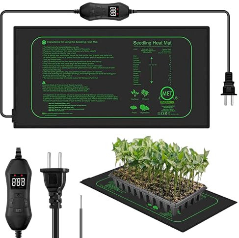 DAJASD Estera Térmica para Plántulas, 50W Esterilla Calefactora, Estera Calefactora con Termostato, Esterilla Calefactora Impermeable, Tapete Calefactor para Plantas para Plántulas Mascotas Reptiles