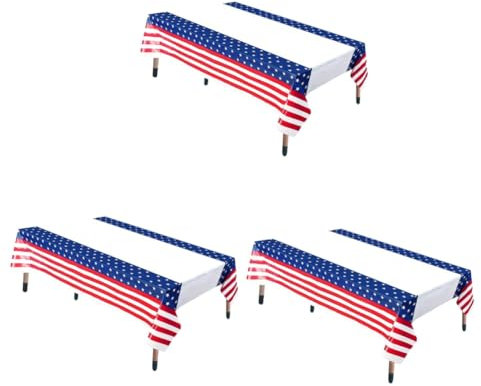 Amosfun 3st Tischdecke Zum Unabhängigkeitstag Usa-Dekorationen Campingtischdecke Sterne Tischdecke 4. Juli Tischläufer Tisch Mit Us-Flagge Dekorationen Zum Unabhängigkeitstag Plastik