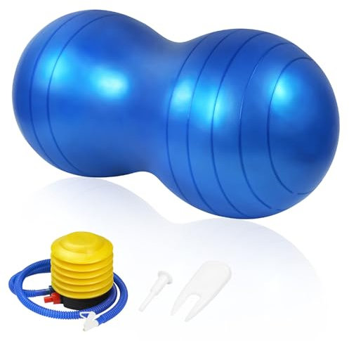 flintronic Yoga Ball, Gymnastikball, 90 x 45 cm Yoga Erdnussball Peanut Ball, Erdnussball für Kinder für Balance Luftpumpe, Gymnastikbälle, Yogaball, Pilates (Blau)