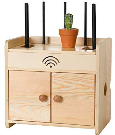 HUNTFF Wifi Router Storage Box/Wall-Mounted Multimedia Tv Console/Cable Management Box, Double Door Design, Contemporary Lounge, Dining Or Living Room Furniture