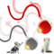 Vmxlso 2 Stück Interaktives Katzenspielzeug Ball, Katzenball Elektrisch, 360° Rolling Katzenspielzeug Elektrisch Ball, 3 Modi, Aufladbar, Automatisch spielball für Katzen mit Schnur, Rot + Grau