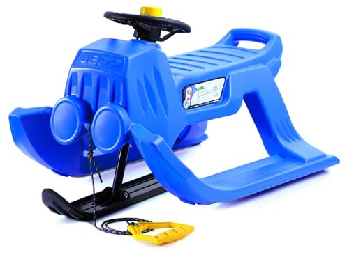 Tymar Schlitten mit lenkrad, Lenkschlitten für Kinder, Bob (JeepControl; Blau)