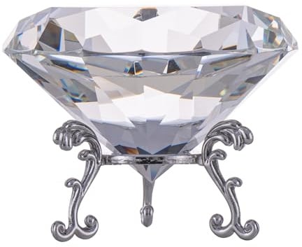 QIANCHANG 80 mm großer Briefbeschwerer mit Ständer, klarer Kristall, Diamant-Motiv