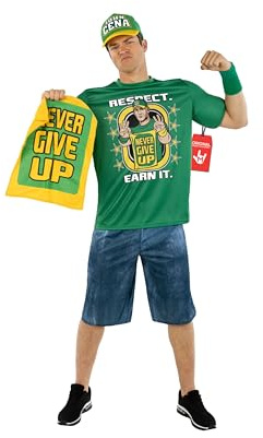 Morph John Cena Kostüm Herren, Wrestling Halloween Kostüm Herren | Wrestling-Oberteil & Shorts, Grünes Champion-Design, Zum Überziehen, Perfekt für Halloween, Ideal für Cosplay