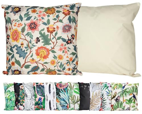 JACK Outdoor Motiv Kissen 45x45cm Lounge Dekokissen inkl. Füllung Wasserabweisend Sitzkissen Garten Stuhl, Farbe:Blumenmärchen