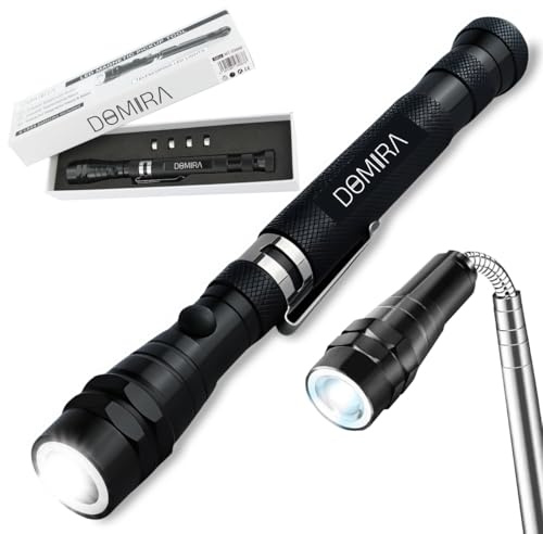 LED Magnetic Pickup Tool, 17-57cm Telescopic Rod, 22mm Magnet, Flexible Neck Telescoping Gooseneck & Powerful Magnets, LED Flashlight, Gadgets for Men