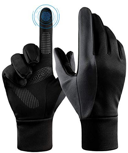 FanVince Handschuhe Herren Touchscreen Winterhandschuhe Winter Gloves Sporthandschuhe Damen Dünne Warme Laufen Fahrrad Fahrradhandschuhe Schwarz-Grau Groß