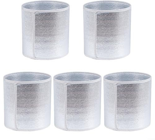 Gettimore Garten-Hitzeschutz-Set, 5 Stück, Blumentopf-Isolierung, atmungsaktive Aluminiumfolie, Pflanzenschutz, Silber, verschiedene Größen (Höhe 25 cm)