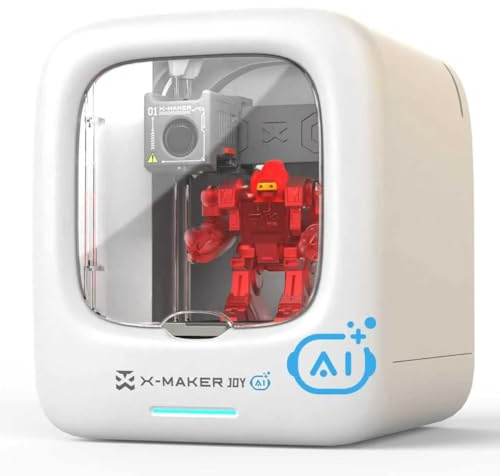 KI-gestützter 3D-Drucker für Kinder, KI Design-App, umfangreiche Sammlung an 3D-Spielzeugvorlagen, bis zu 400 mm/s Druckgeschwindigkeit, mit 15 Mini-3D-Designmodulen, App-Steuerung, X-Maker Joy AI