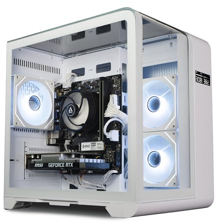 ionz Gaming PC - AMD Ryzen 5 5500, Nvidia RTX 3050, 16GB RAM, 500GB NVMe SSD, Windows 11, 500W 80+ PSU - White | Curve LCD Screen