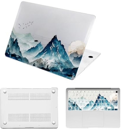 HLAAJJX Funda Dura para Macbook Air M4 M3 M2 13.6 Pulgadas 2025 2024 2023 2022 A2681 A3113 A3240,Dura Carcasa Protectora y Cubierta de Teclado para Mac Air 13 M4 M3 M2,Montaña y Pájaro