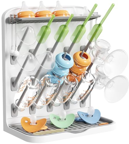 Lifewit Grand éGouttoir à Biberons, éGouttoir Vertical à 15 Crochets avec BoîTe à TéTines Amovible, Adapté Aux Pailles sous Pression et Aux Accessoires de Tire-Lait