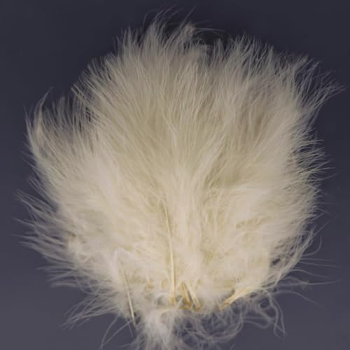 Anevous 100 Stück Marabou Federn 6–12cm,Bunte Flaumfedern Basteln DIY Set | Truthahn Marabou Federn,weich,bunt,leicht,für DIY Basteln,Ohrringe,Traumfänger,Kopfschmuck,Hochzeit,Party Deko,Beige