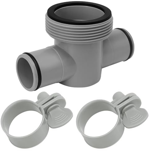 P61408 T Joint Pool Hose Connector 1.5 to 1.25 3 Heads with O Rings, Replacement Accessories Fitting for Filter Pump for Bestway Coleman Intex Good Sealing, Include 2 Hose Clamps