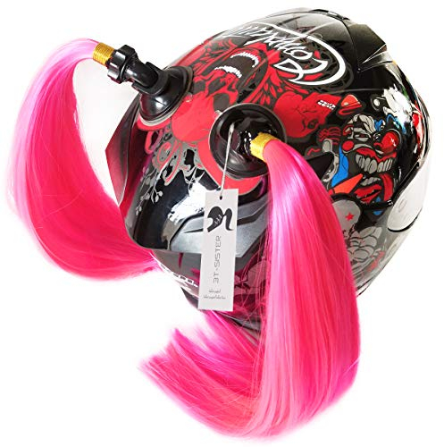 3T-SISTER Queue De Cheval Tressée De Casque De Moto Ponytail Decoration Casque De Moto Perruque De Casque 14 Pouces 2 pièces